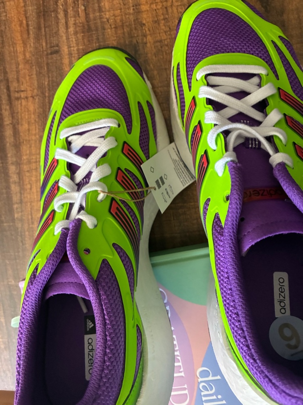 Adidas Adizero Aruku /Active Purple Solar Green" colorway / Women Size 9 / NWT - Picture 7 of 12